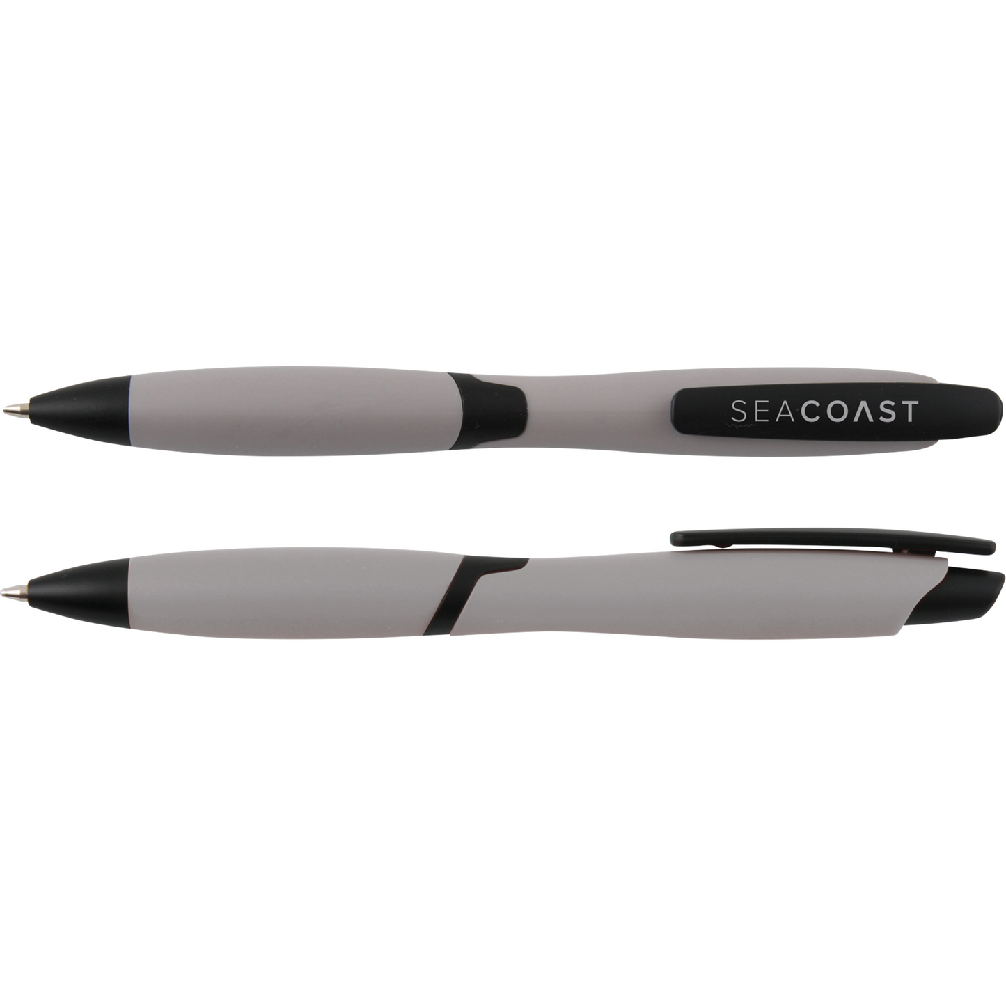 CURVY SOLID ballpen with solid coloured barrel and black clip  Black and White London