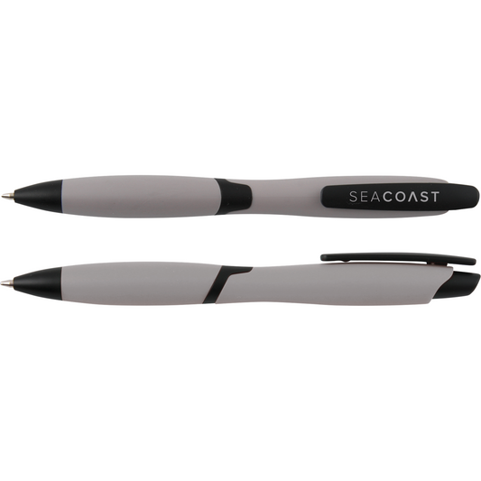 CURVY SOLID ballpen with solid coloured barrel and black clip  Black and White London