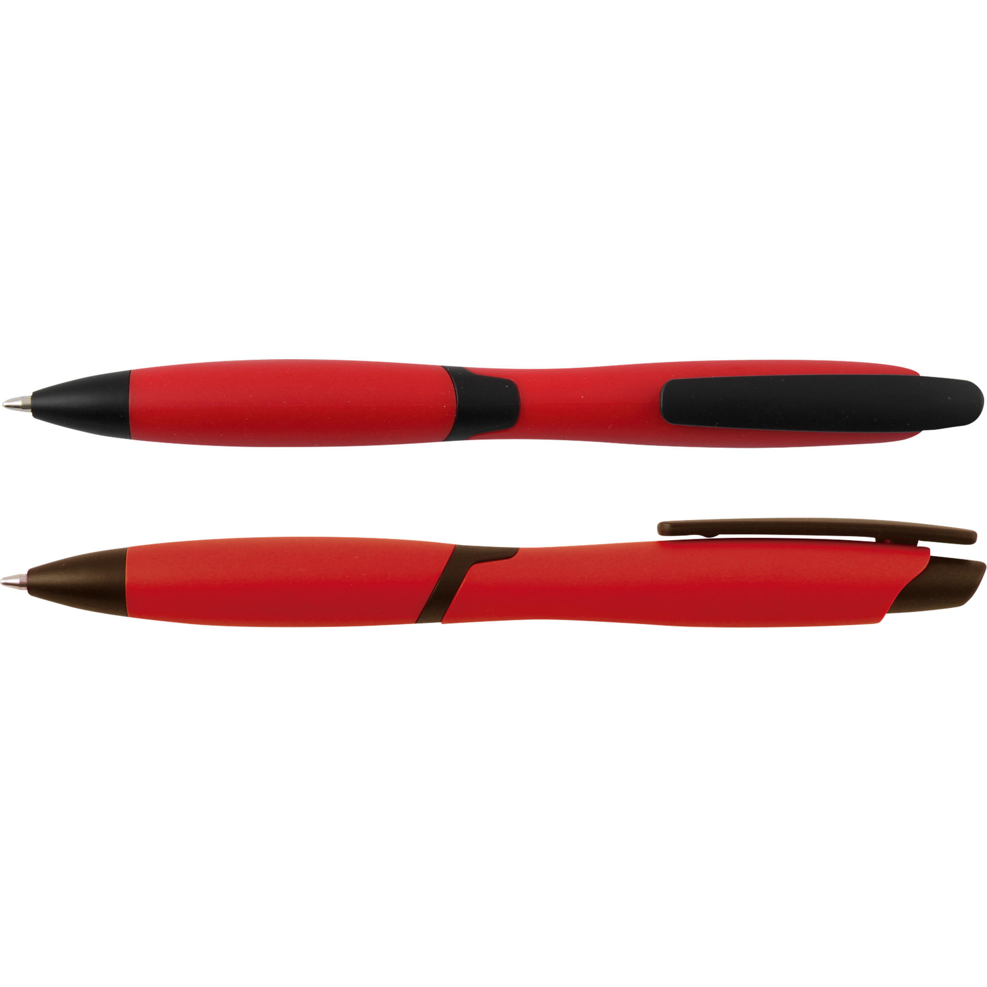 CURVY SOLID ballpen with solid coloured barrel and black clip  Black and White London