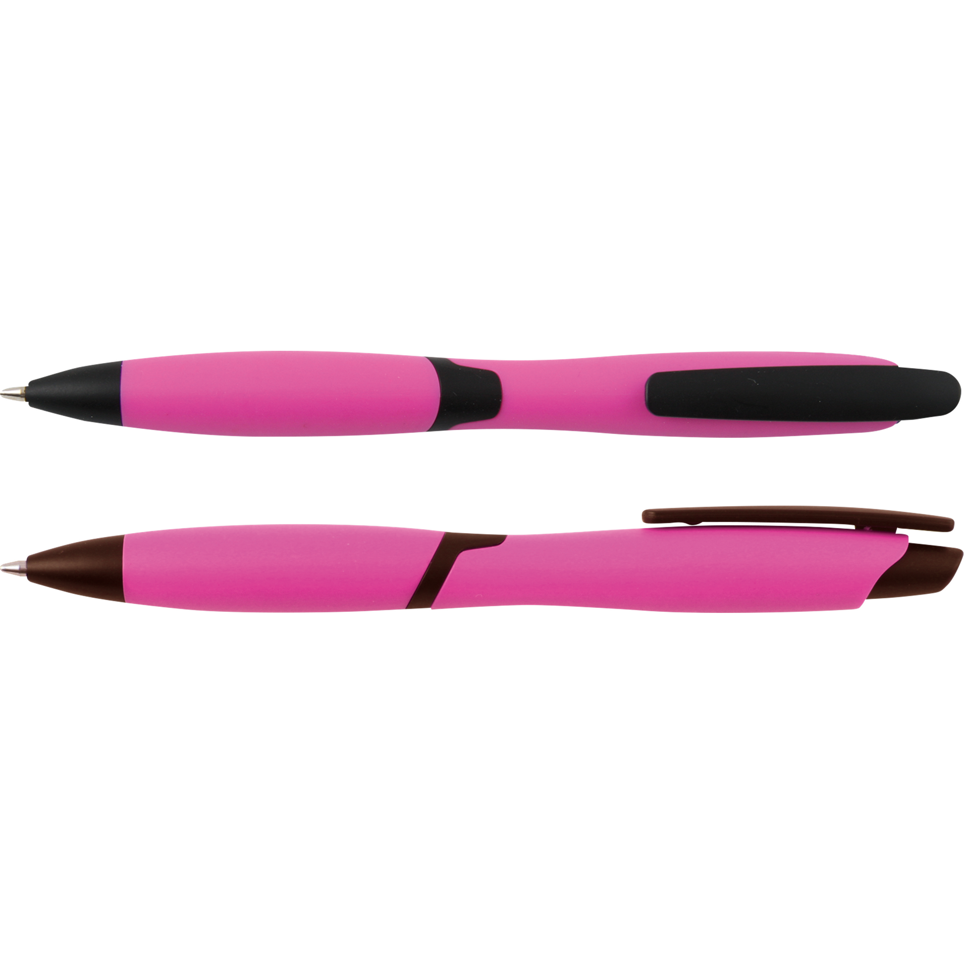 CURVY SOLID ballpen with solid coloured barrel and black clip  Black and White London