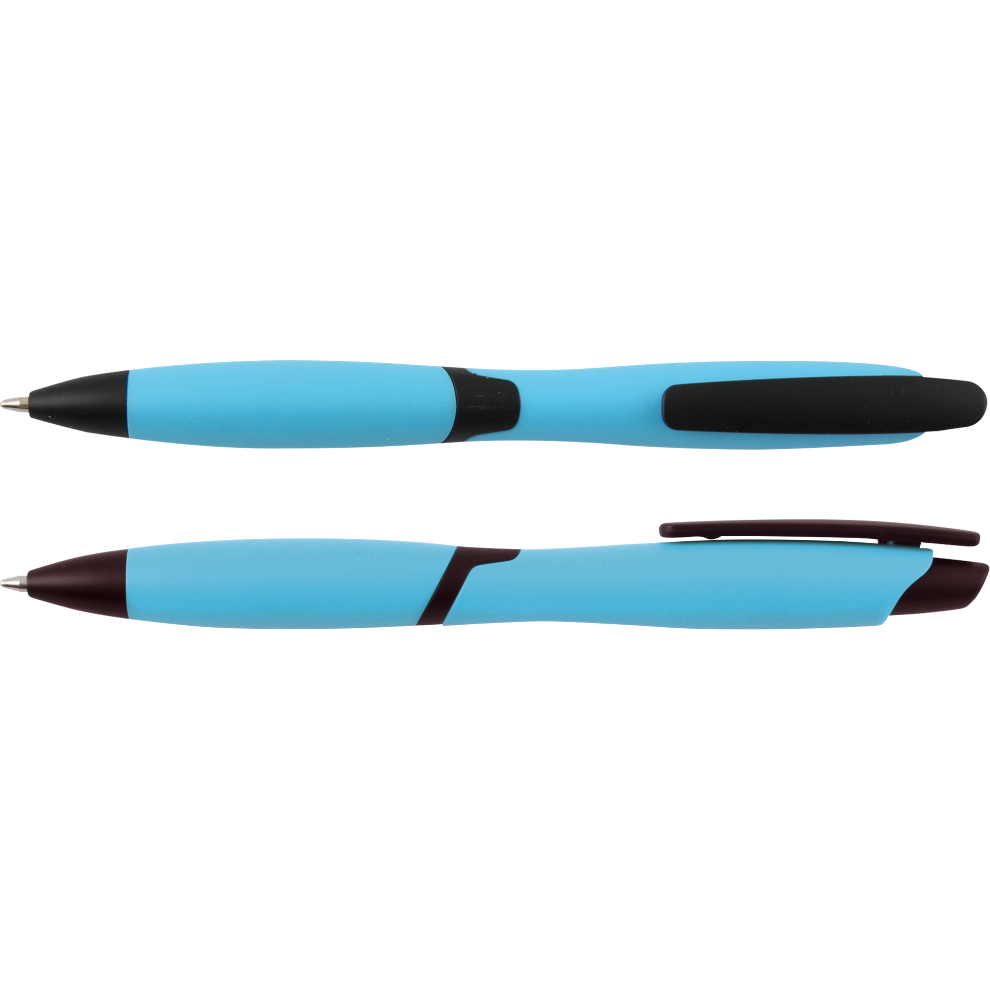 CURVY SOLID ballpen with solid coloured barrel and black clip  Black and White London